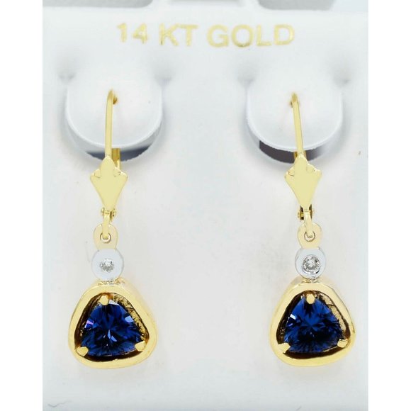 Tanzanite 2.34 Cts & Genuine Diamond Dangling Earring 14K Gold